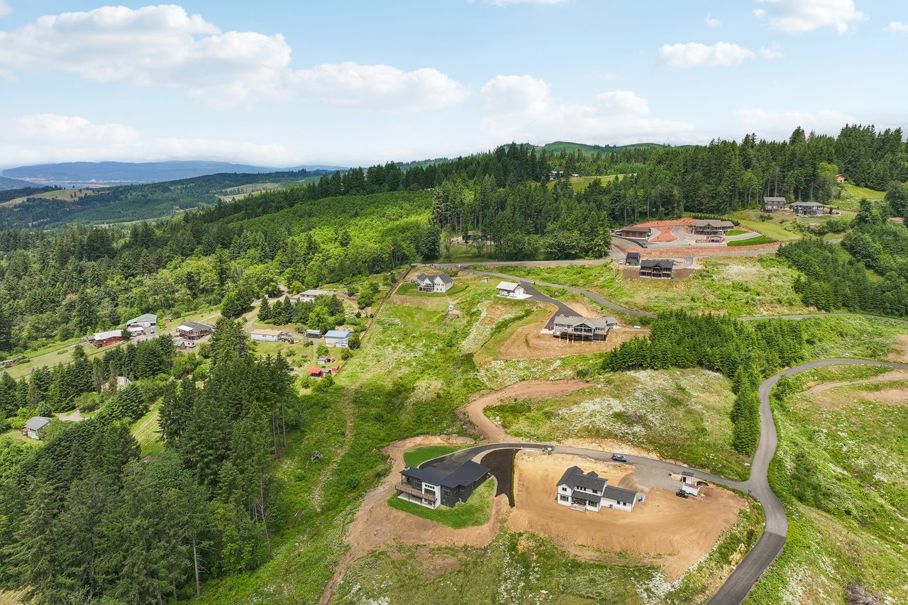 Aerial view of the Outlook Ridge community above Kalama